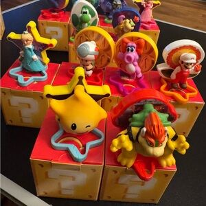 Nintendo Super Mario Colorful Character Set with Yellow Starman & Red Bowser